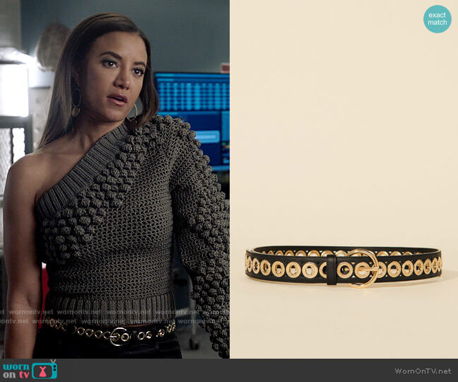 Sandro Belt with round buckle and eyelets worn by Maria DeLuca (Heather Hemmens) on Roswell New Mexico