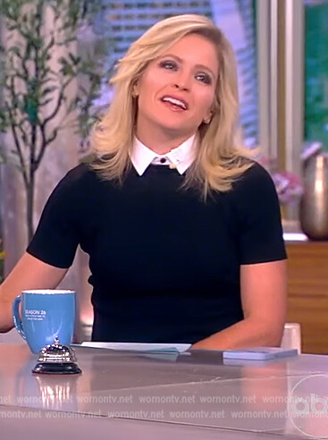 Sara’s black contrast collar midi dress on The View