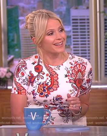 Sara's white paisley print midi dress on The View