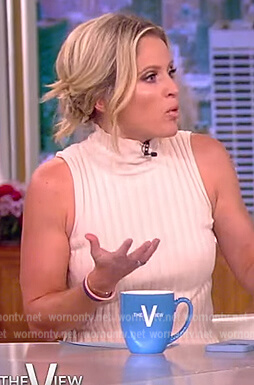 Sara’s white ribbed asymmetric dress on The View