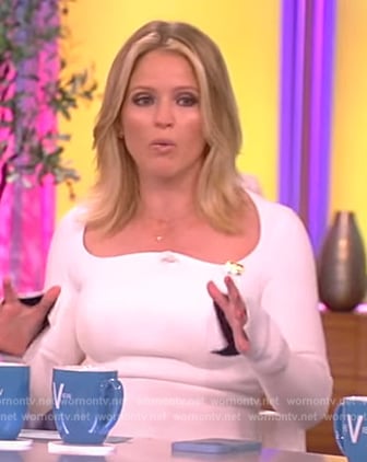 Sara’s white bell sleeve midi dress on The View