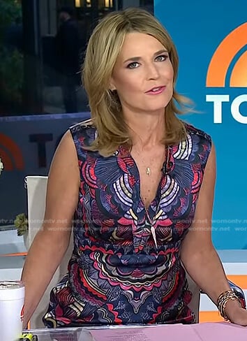 Savannah’s printed sleeveless dress on Today