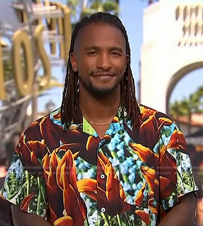Scott’s multicolor floral shirt on Access Hollywood