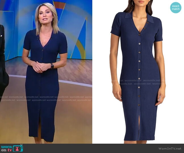 Shoshanna Atwell Rib-Knit Dress worn by Amy Robach on Good Morning America