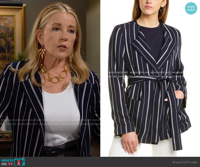 St John Collection Striped Blazer worn by Nikki Reed Newman (Melody Thomas-Scott) on The Young and the Restless