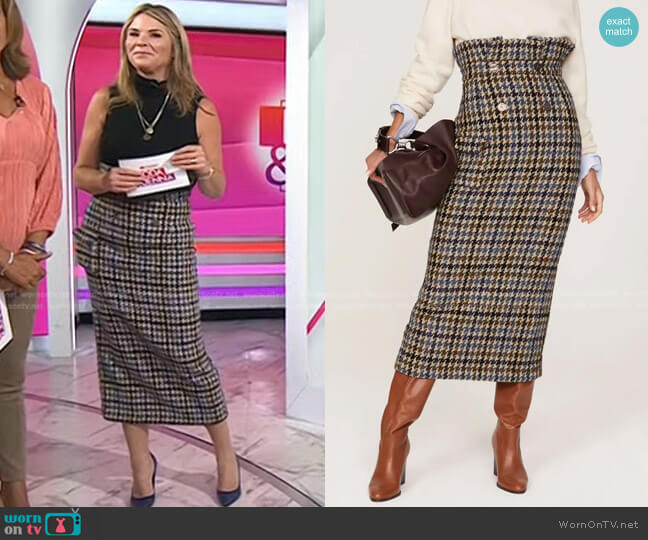Stella Jean Houndstooth Pencil Skirt worn by Jenna Bush Hager on Today
