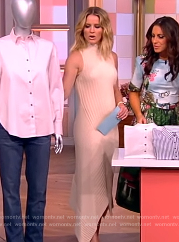 Sara's white ribbed asymmetric dress on The View