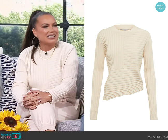 Stella McCartney Ribbed-knit sweater worn by Angie Martinez on The Kelly Clarkson Show
