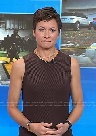 Stephanie’s brown ribbed sleeveless dress on Today