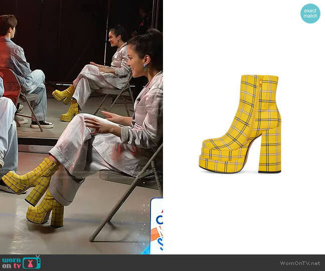 Wornontv Donnas Yellow Plaid Boots On Today Donna Farizan Clothes And Wardrobe From Tv 4459