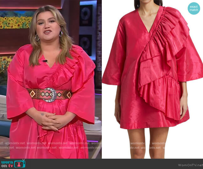 Stine Goya Bed To Babylon Marina Taffeta Dress worn by Kelly Clarkson on The Kelly Clarkson Show