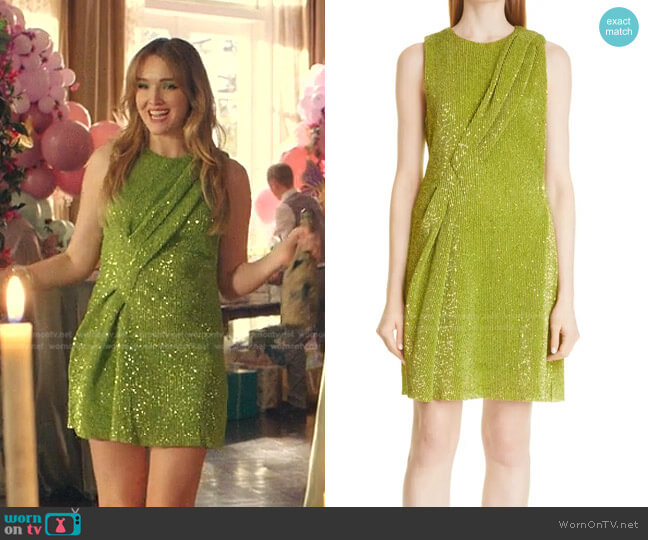 Stine Goya Louiza Sequin Pleated Dress worn by Kirby Anders (Maddison Brown) on Dynasty