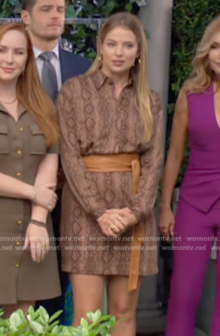 Summer’s brown snake print shirtdress on The Young and the Restless