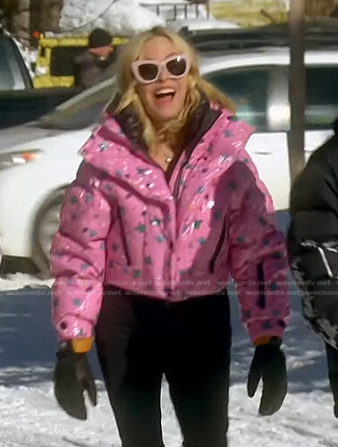 Sutton’s pink print ski jacket on The Real Housewives of Beverly Hills