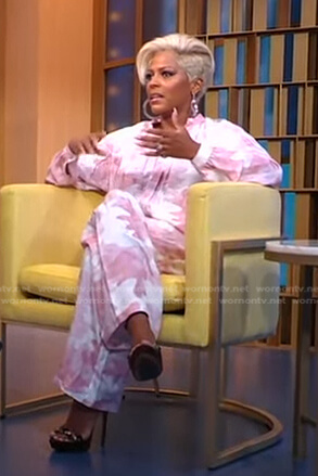 Tamron's pink camo print blouse and pants on Good Morning America