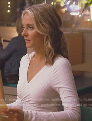 Taylor’s white ribbed wrap top on Southern Charm