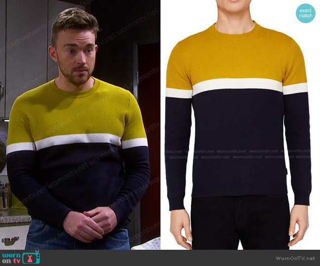 Ted Baker Spears Color Block Sweater worn by Will Horton (Chandler Massey) on Days of our Lives