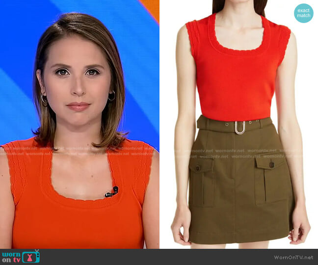 Ted Baker Stacie Scallop Short Sleeve Sweater worn by Elizabeth Schulze on Good Morning America