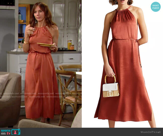 Ted Baker Roxieyy Dress in Dark Red worn by Taylor Hayes (Krista Allen) on The Bold and the Beautiful