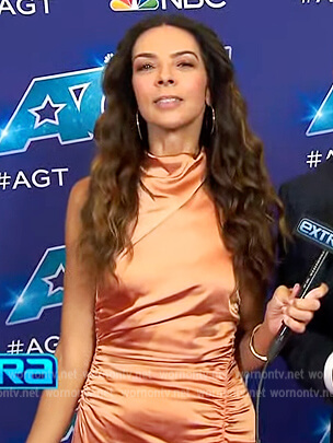 Terri Seymour's satin ruched dress on Extra