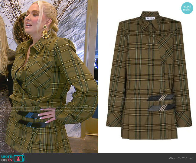The Attico Checked Mini Shirt Dress worn by Erika Jayne on The Real Housewives of Beverly Hills