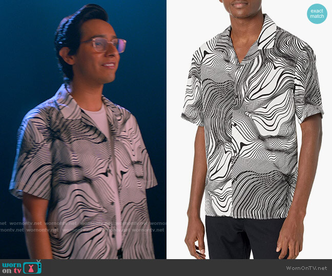 The Kooples Printed Hawaiian-Collar Button-Down Shirt worn by Carlos Rodriguez (Frankie A. Rodriguez) on High School Musical The Musical The Series