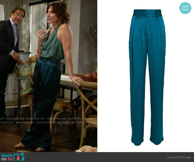 The Sei Pleated Wide-Leg Silk Trousers worn by Taylor Hayes (Krista Allen) on The Bold and the Beautiful