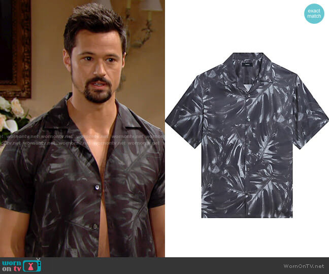 Theory Noll Palm Shirt in Black worn by Thomas Forrester (Matthew Atkinson) on The Bold and the Beautiful