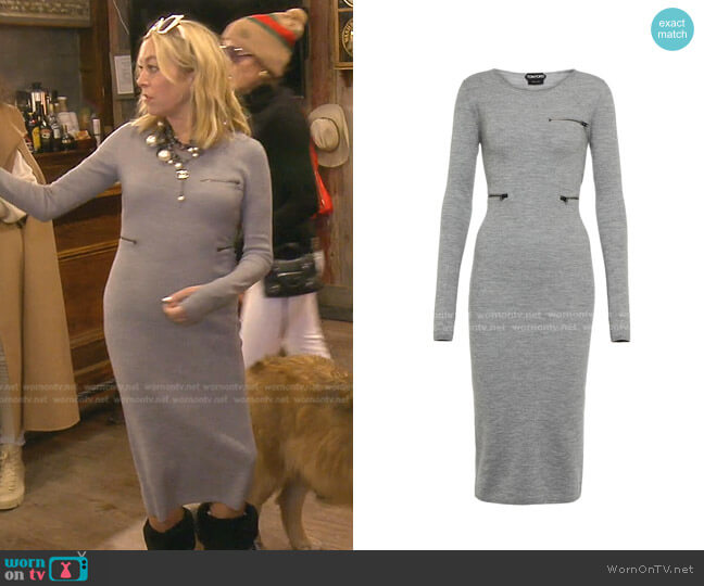 Tom Ford Wool-Blend Midi Dress worn by Sutton Stracke on The Real Housewives of Beverly Hills