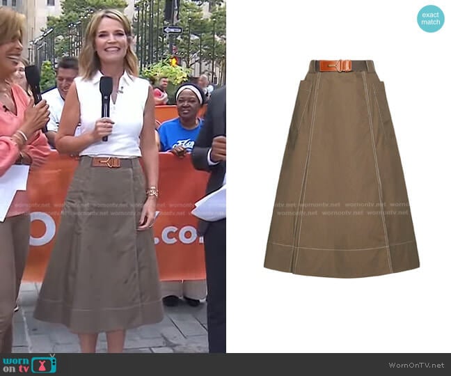 Tory Burch Poplin Pleated Skirt worn by Savannah Guthrie on Today