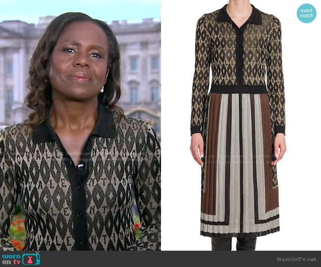 Valentino Branded Bodice Midi-Dress worn by Deborah Roberts on Good Morning America