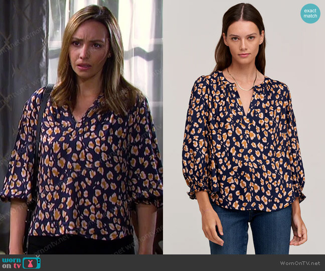 Velvet Kacy Printed Blouse worn by Gwen Rizczech (Emily O'Brien) on Days of our Lives