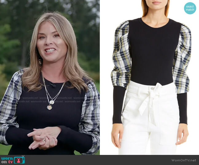 Veronica Beard Leila Mixed Media Pullover Sweater worn by Jenna Bush Hager on Today