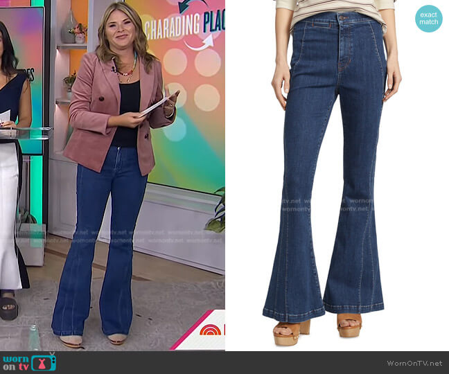 Veronica Beard Sheridan Seamed High-Rise Bell-Bottom Jeans worn by Jenna Bush Hager on Today