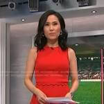 Vicky’s red ribbed scalloped dress on NBC News Daily
