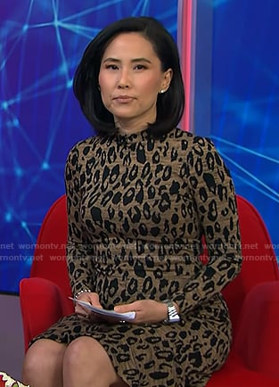 Vicky's leopard print long sleeve dress on NBC News Daily