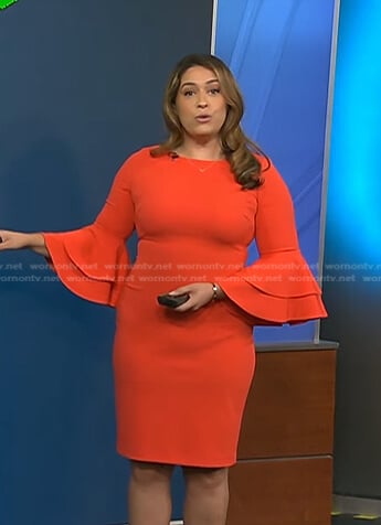 Violeta Yas's red bell sleeve dress on NBC News Daily