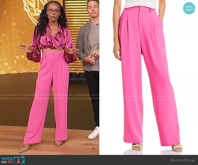 Wayf Wilson Pleated Wide Leg Trousers worn by Zuri Hall on Access Hollywood