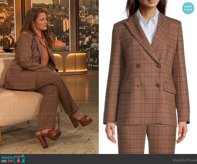 Weekend Max Mara Canada Plaid Blazer worn by Drew Barrymore on The Drew Barrymore Show