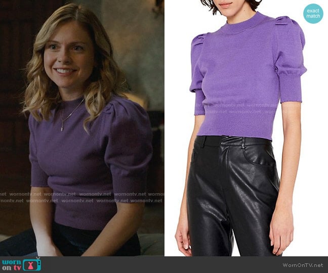 Wild Pony Icon Puff-Sleeve Cropped Sweater worn by Sam (Rose McIver) on Ghosts