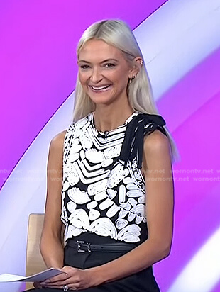 Zanna Roberts Rassi’s black and white embroidered sleeveless top on Today