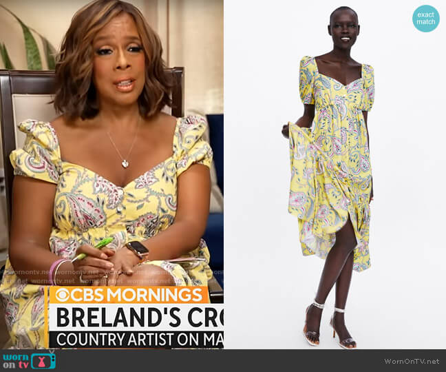 Zara Paisley Dress worn by Gayle King on CBS Mornings