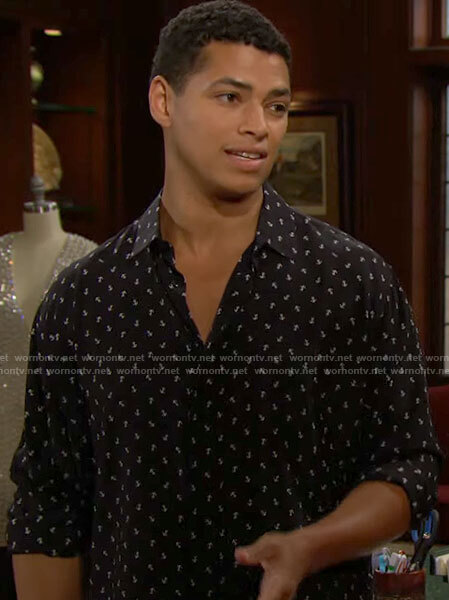 Zende's anchor print shirt on The Bold and the Beautiful