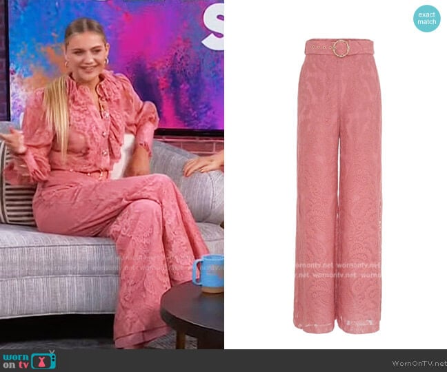 Zimmermann Kaleidoscope Lace Pants worn by Kelsea Ballerini on The Kelly Clarkson Show