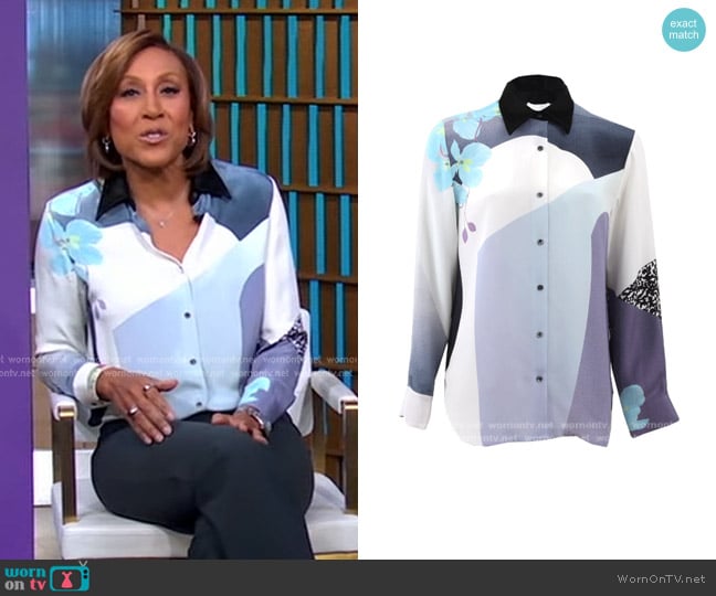 3.1 Phillip Lim Classic Collar Shirt With Satin Lapel worn by Robin Roberts on Good Morning America