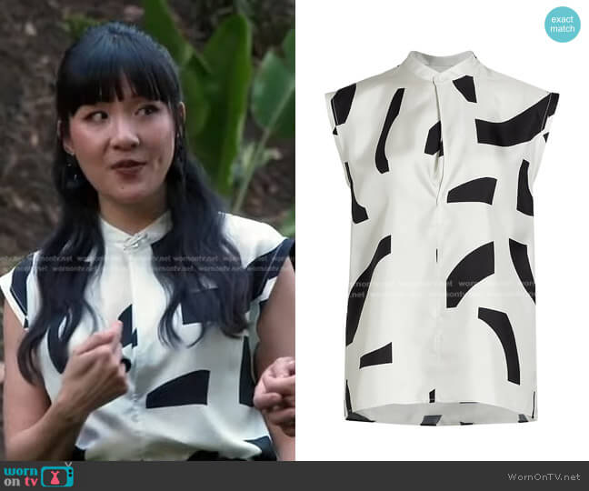 3.1 Phillip Lim Printed Silk Satin Sleeveless Blouse worn by Constance Wu on Good Morning America