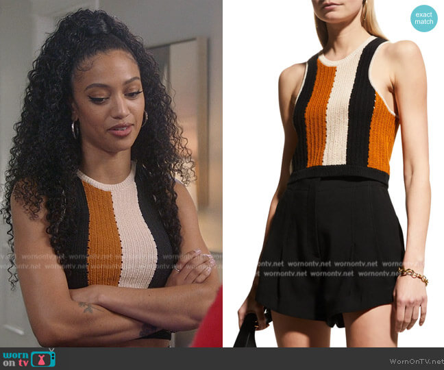 A.L.C. Marco Cotton Knit Top worn by Olivia Baker (Samantha Logan) on All American