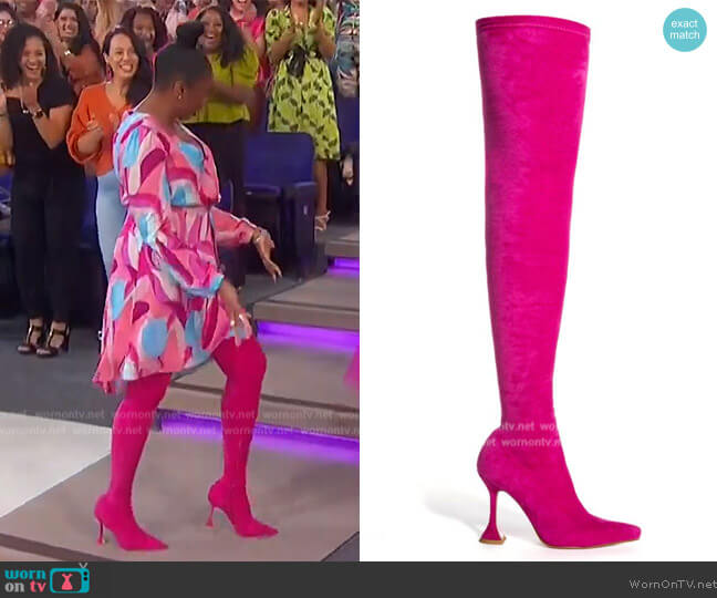 Akira Elevate Thigh High Stretch Suede Boots worn by Jennifer Hudson on The Jennifer Hudson Show