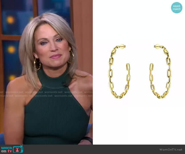 Accessory Concierge Anchor Chain Hoops worn by Amy Robach on Good Morning America