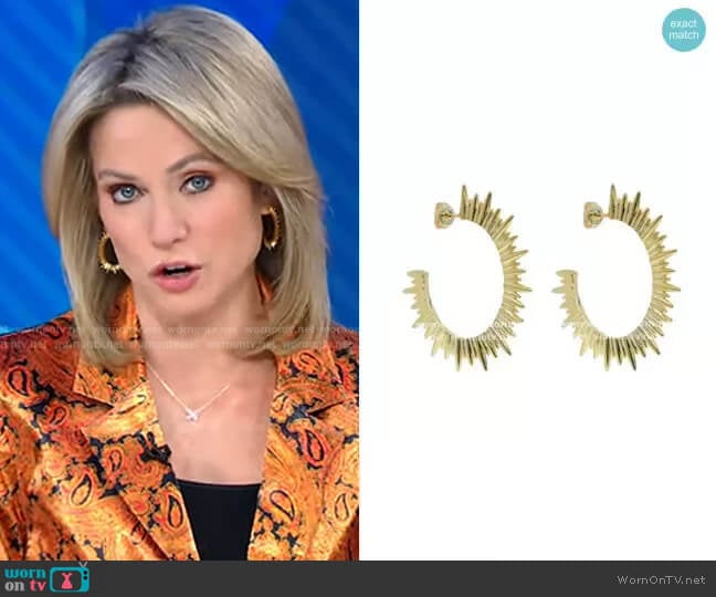 Accessory Concierge Sunburst Hoops worn by Amy Robach on Good Morning America